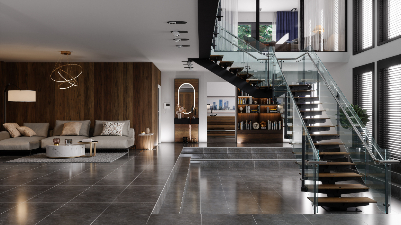 Luxury Modern House Interior With Corner Sofa
